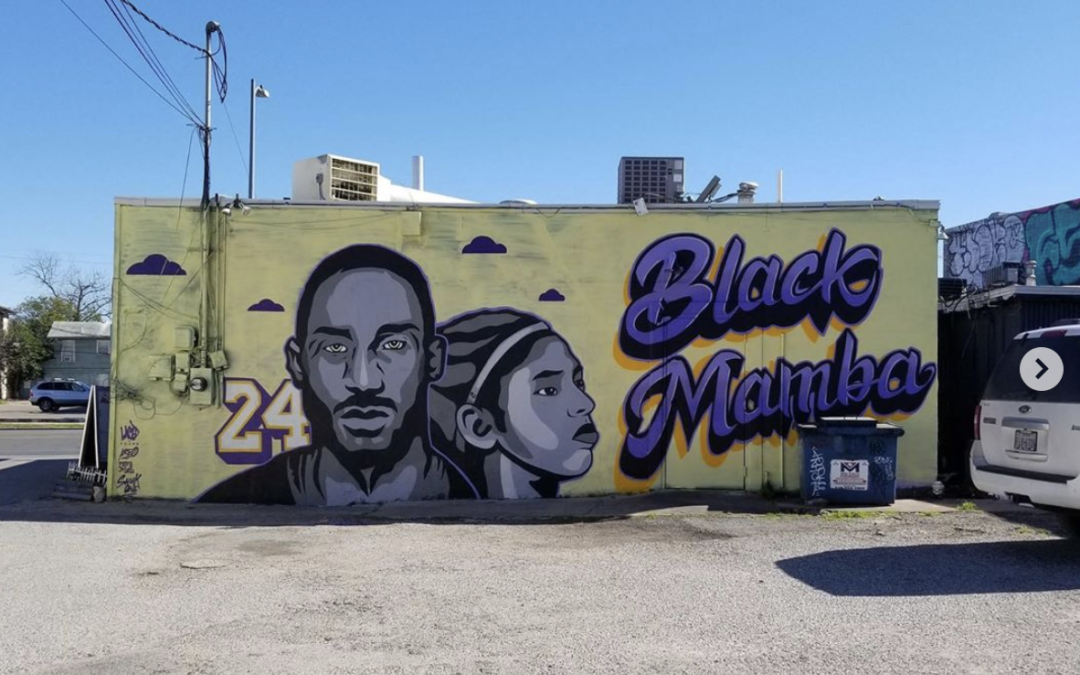 Hispanic artists create mural to honor the memory of Kobe Bryant and his daughter Gigi in Austin