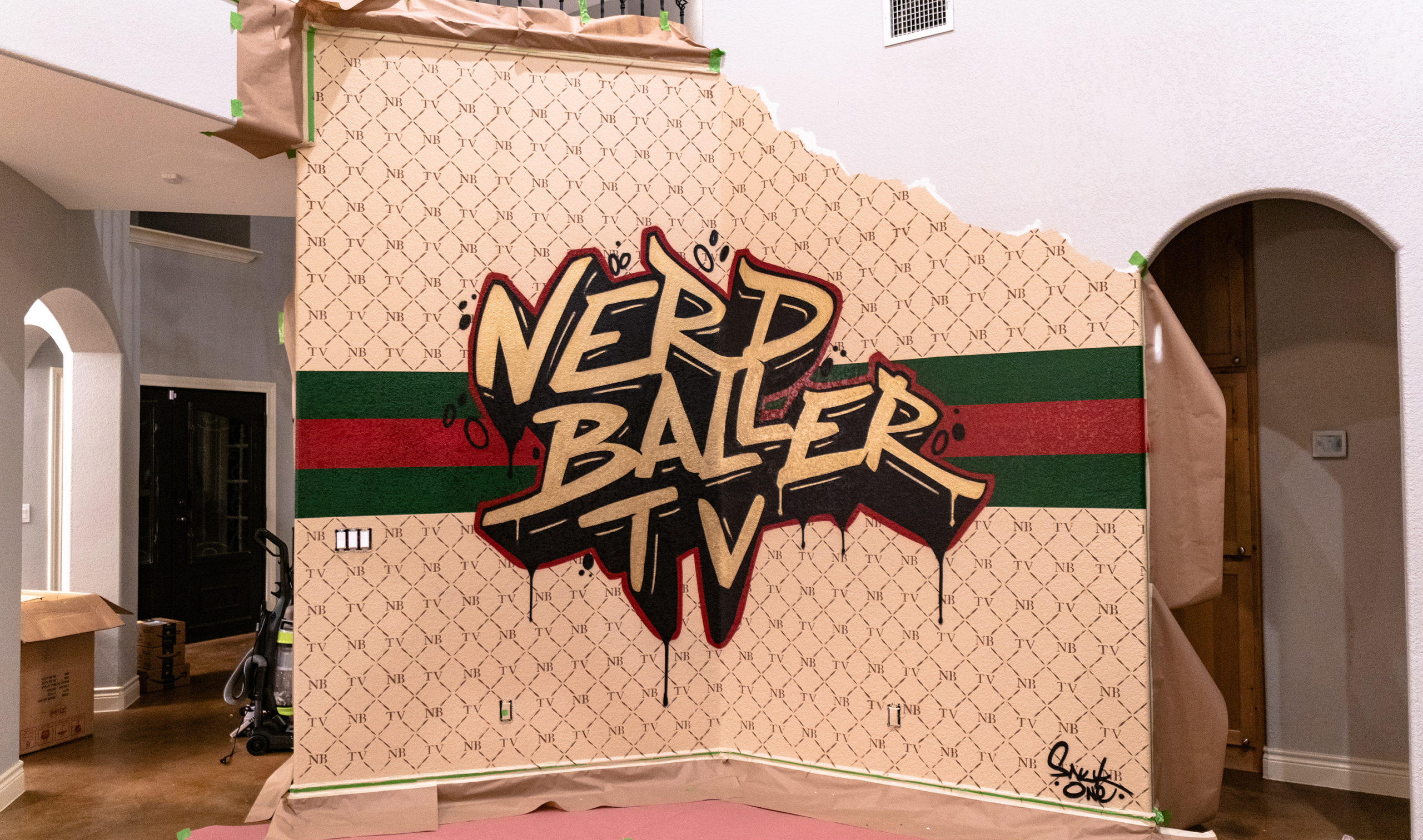 indoor mural for Nerd Baller TV
